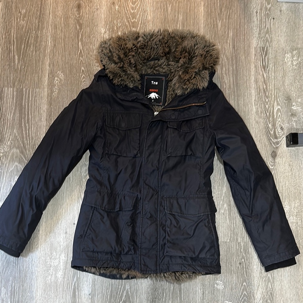 TNA Kids Puffer Jacket with Faux Fur - Black
